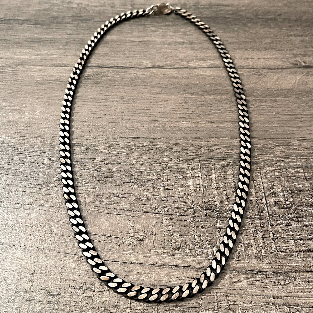 Rare Steel/Sterling Silver Chain Necklace Unique UNISEX